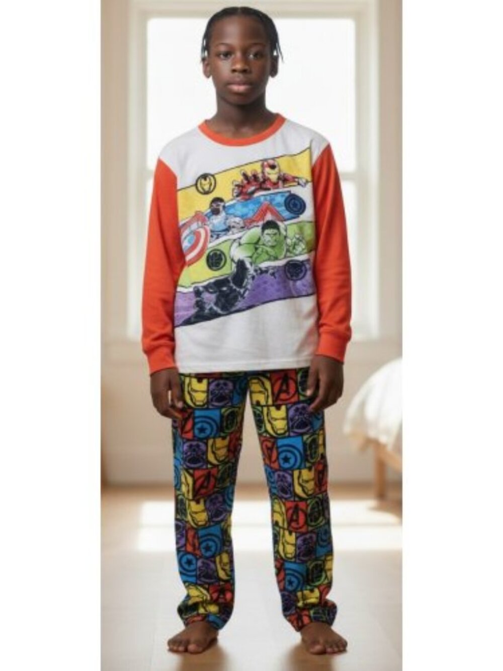 MARVEL Avengers Long Sleeve Fleece Pajamas Boys Size 8